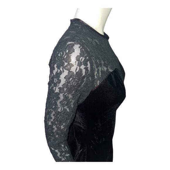 JUMP Apparel Co. Black Velvet Lace Fit & Flare Dress Size 9/10 Sweetheart Bodice - Picture 12 of 15